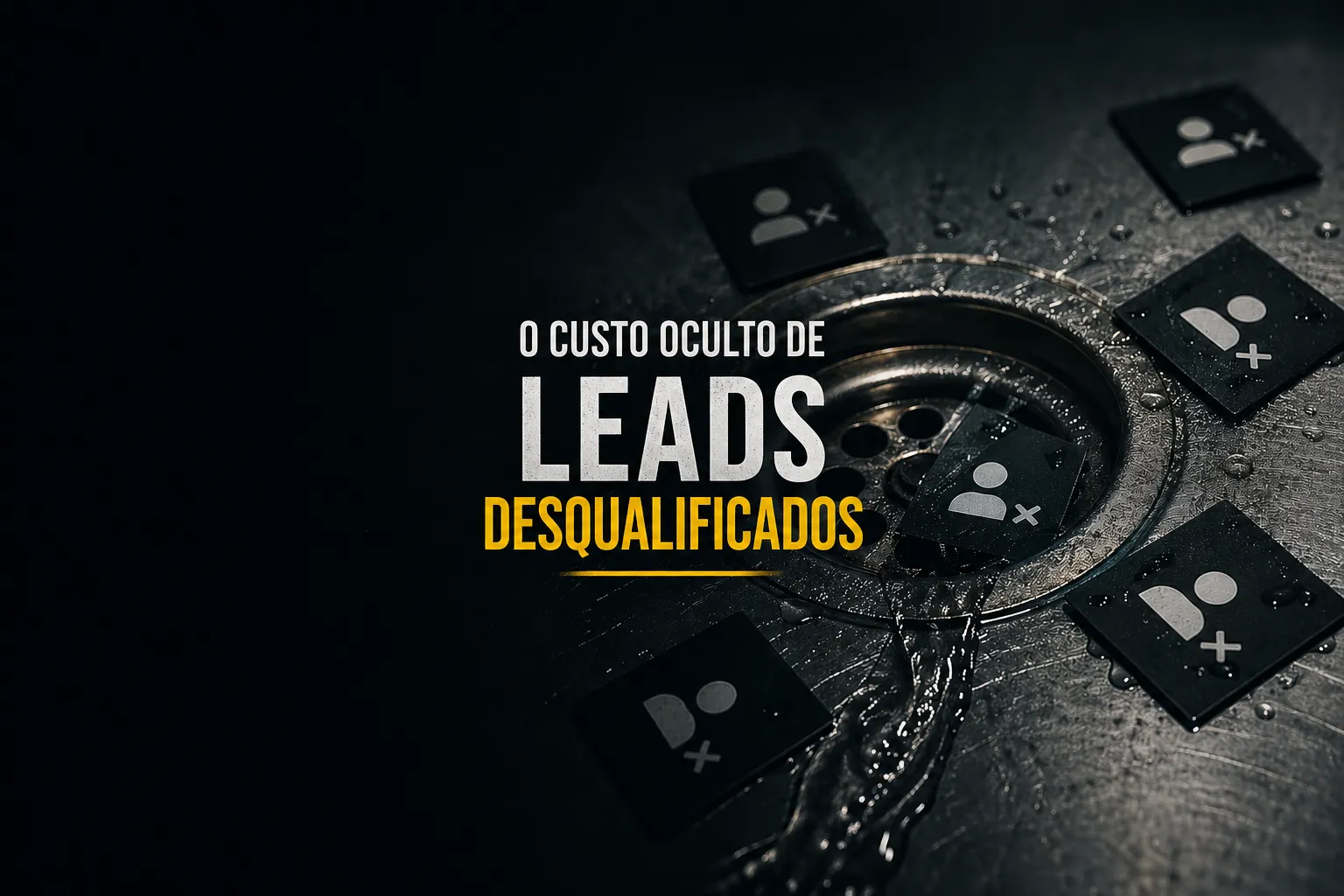 Funil com dinheiro escorrendo representando o custo oculto de leads desqualificados