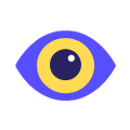 Ícone de olho amarelo e azul simbolizando acompanhamento de perto, monitoramento e atendimento personalizado pela Top Web Mkt
