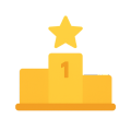 Ícone de pódio dourado com estrela, representando recorde histórico e conquistas alcançadas pela Top Web Mkt em campanhas digitais
